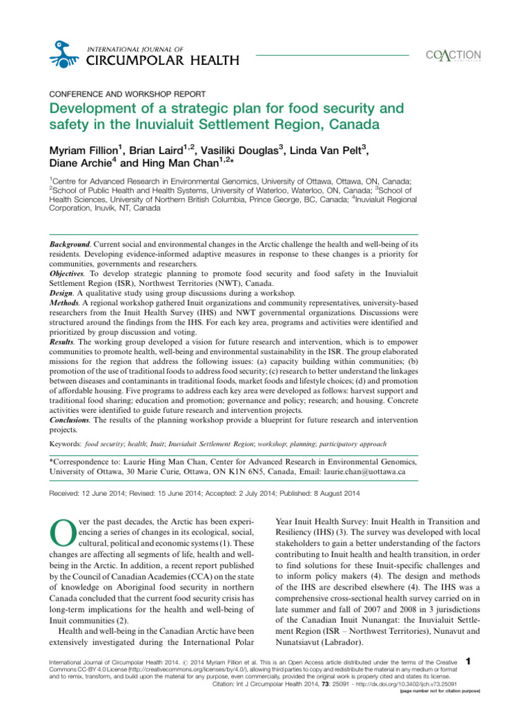 2014 Development of A Strategic Plan For Food Security and Safety in ...