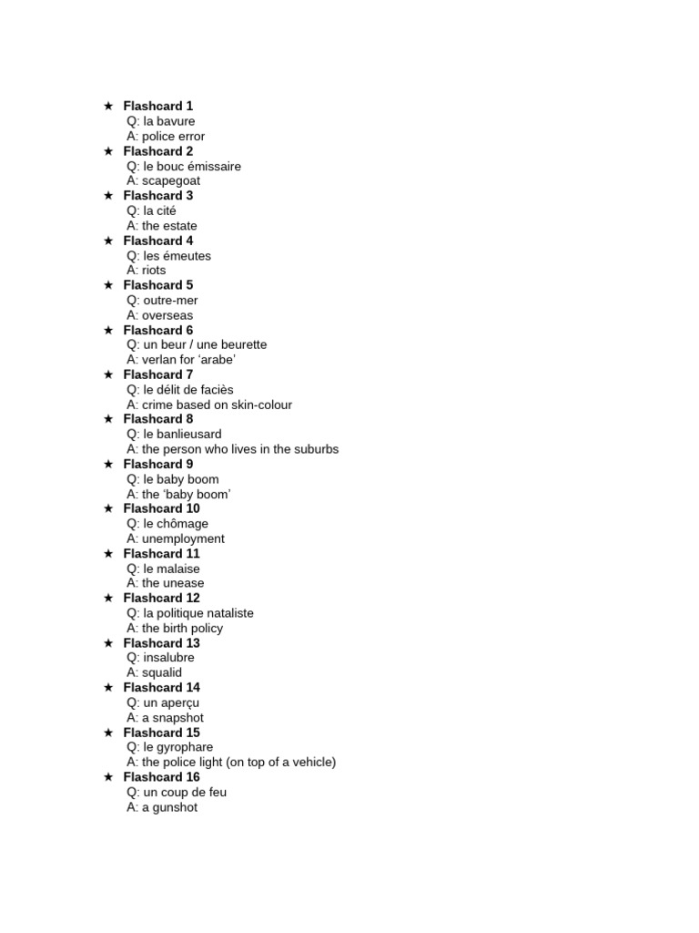 French Vocabulary Flashcards | PDF | Grandparent