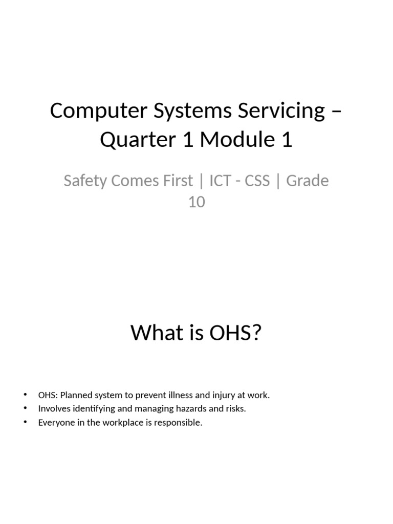 OHS Guidelines for Computer Servicing | PDF