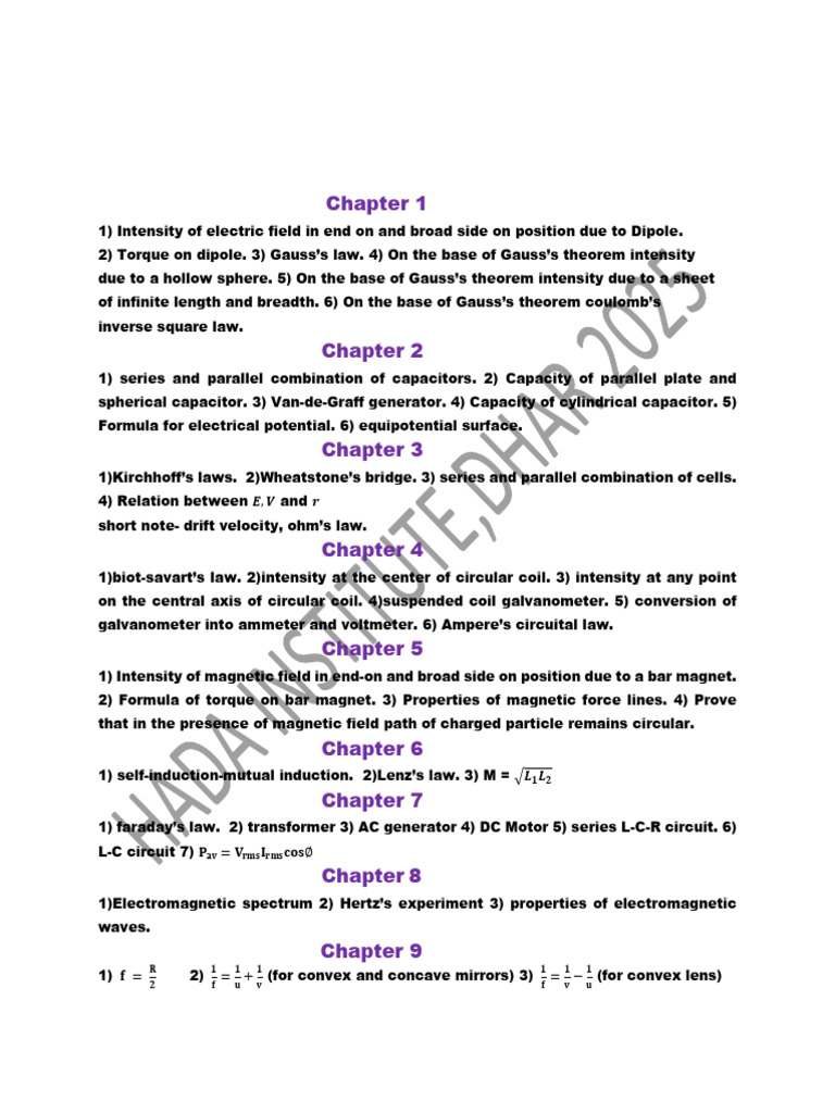 Comprehensive Physics Concepts Overview | PDF | Magnetic Field | Inductor