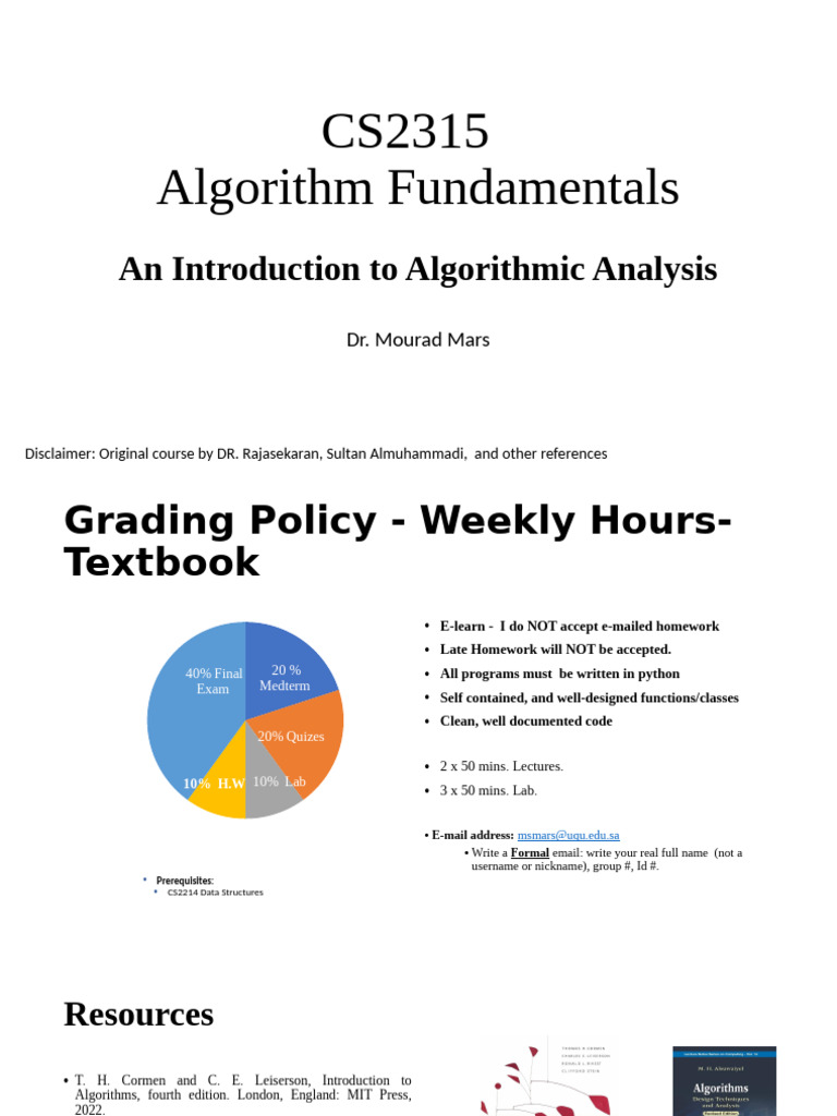 Algorithm Fundamentals and Analysis Guide | PDF | Time Complexity ...