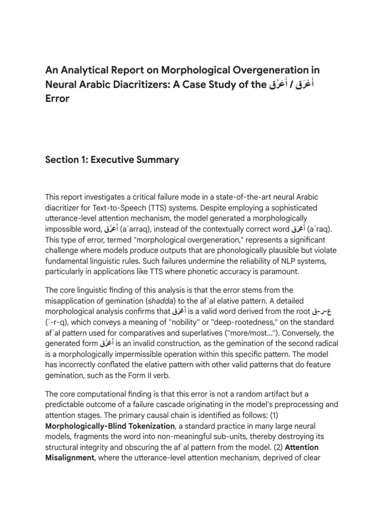 Arabic Diacritization Error Analysis | PDF | Morphology (Linguistics ...
