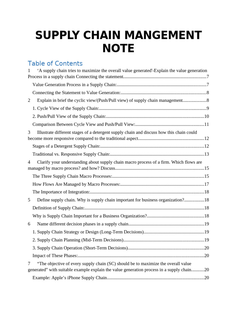 A Supply Chain Note by Sami | PDF | Supply Chain | Inventory