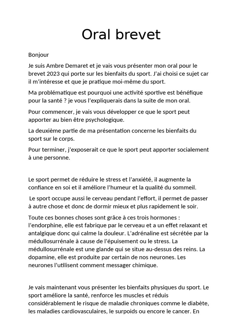 Bienfaits du sport sur la santé | PDF | Des sports | Sommeil