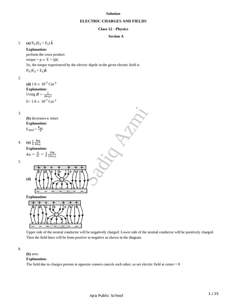 Electric Charges and Fields Solutions | PDF | Electric Field | Flux