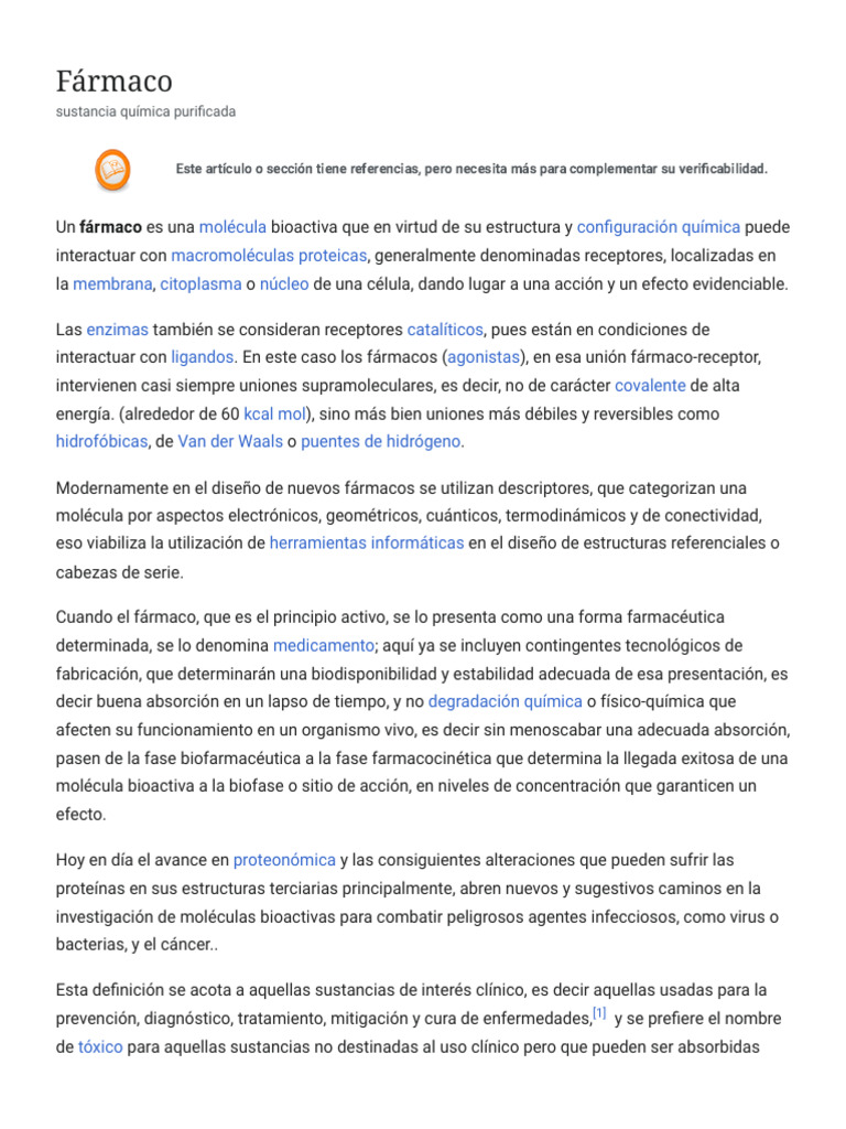 Definición y características de fármacos | PDF | Farmacología | Química ...