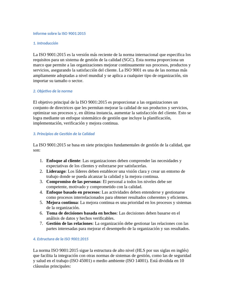 Guía sobre ISO 9001:2015 y su implementación | PDF | Calidad (comercial ...