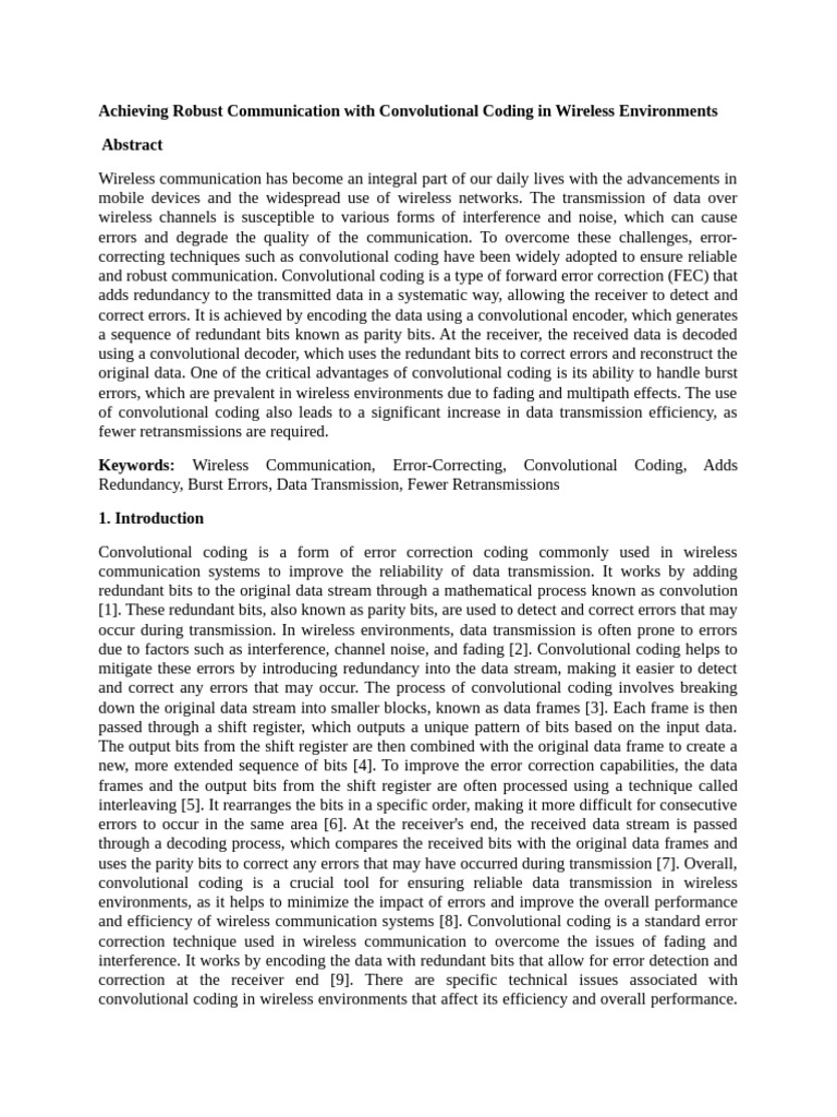 Convolutional Coding for Wireless Reliability | PDF | Modulation ...