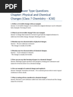 Class7 Physical Chemical Changes Worksheet | PDF