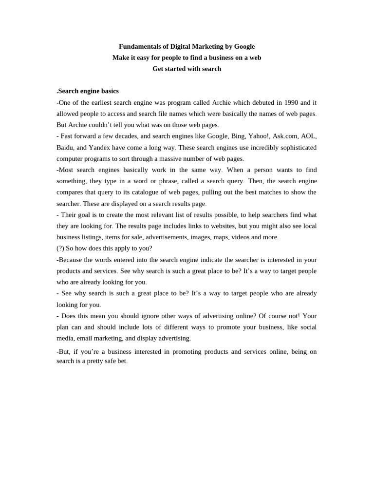 Understanding Search Engines for Marketing | PDF | World Wide Web ...
