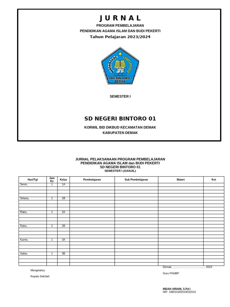 Jurnal Pembelajaran PAI SD Bintoro 2023 | PDF