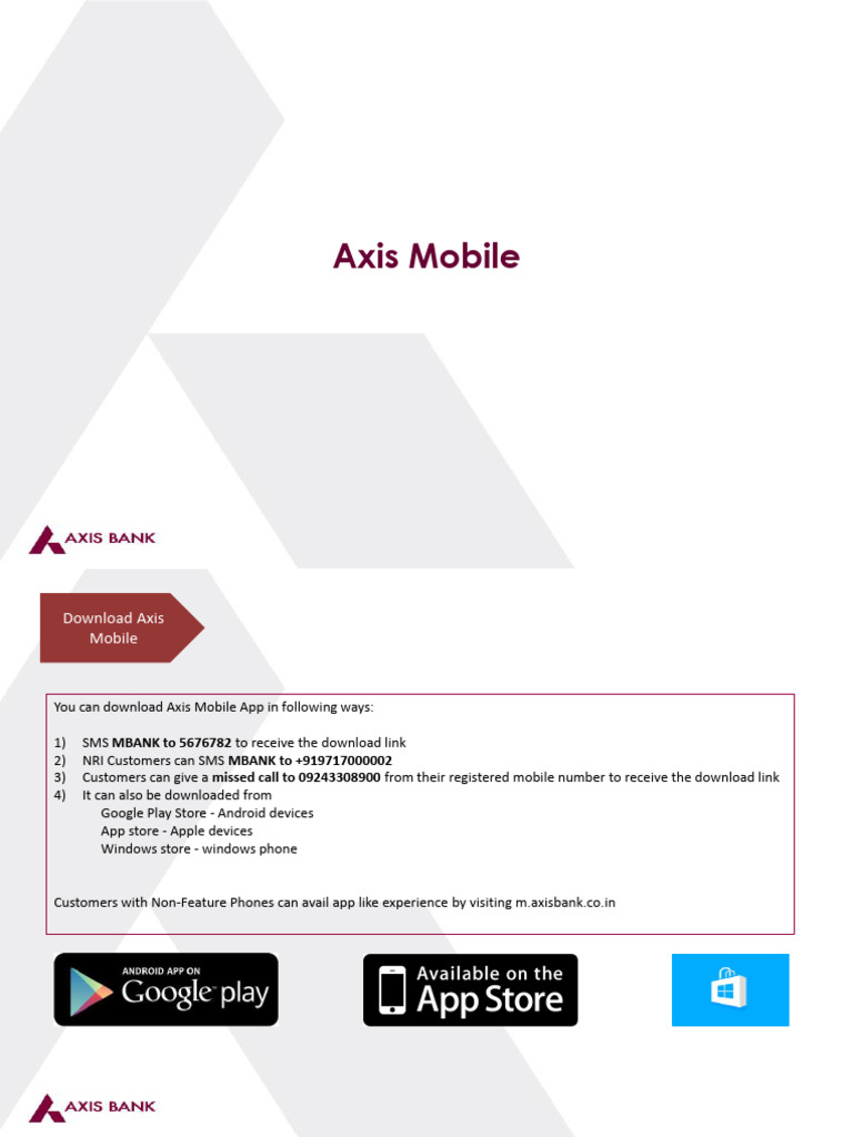 Axis Mobile Features | PDF | Credit Card | Debit Card