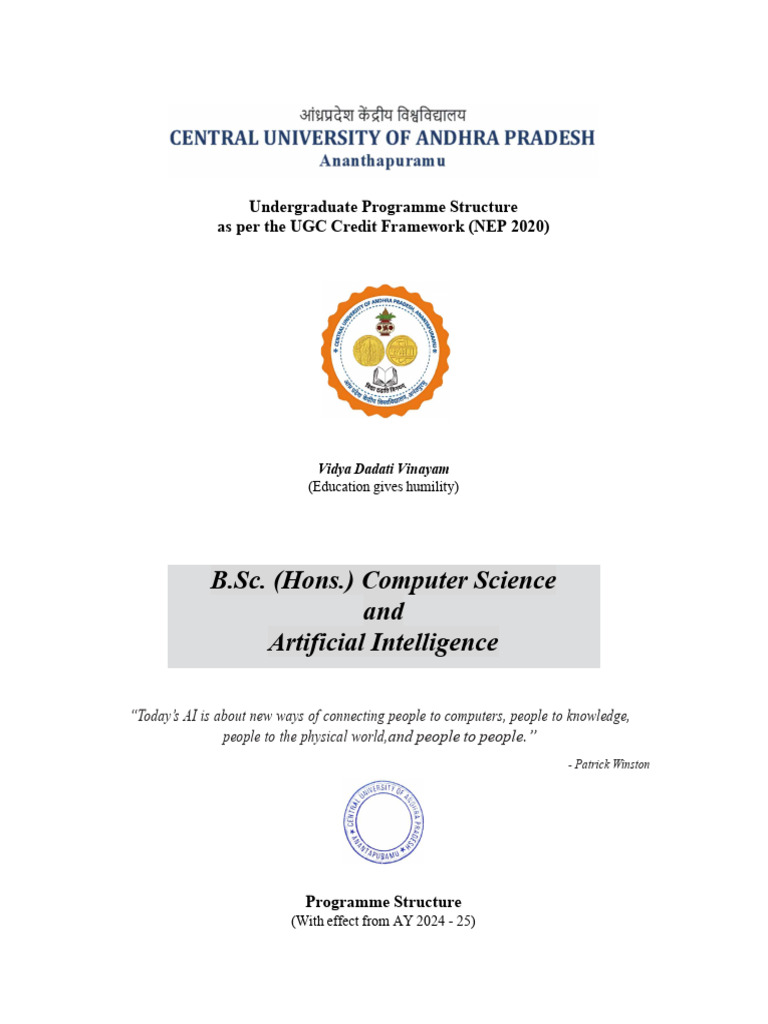B.Sc. Computer Science & AI Programme Structure | PDF | C++ ...