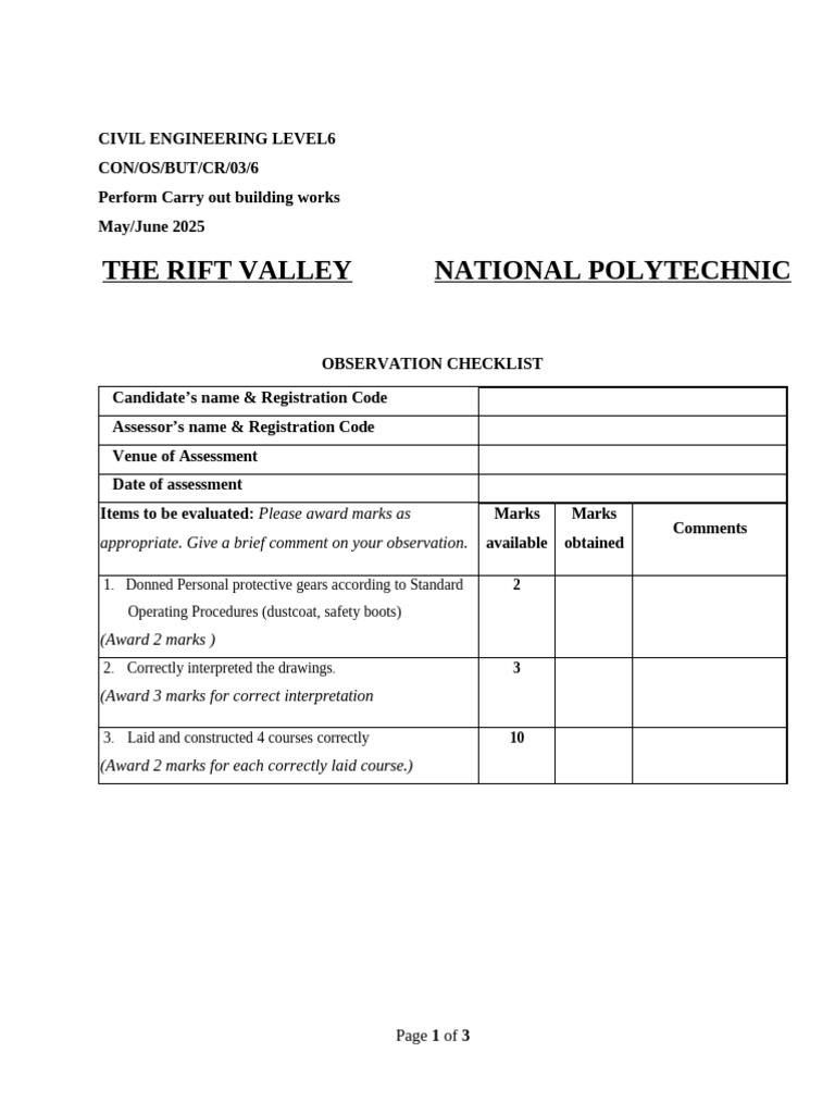 Civil Engineering Assessment Checklist | PDF | Chess Theory | Chess