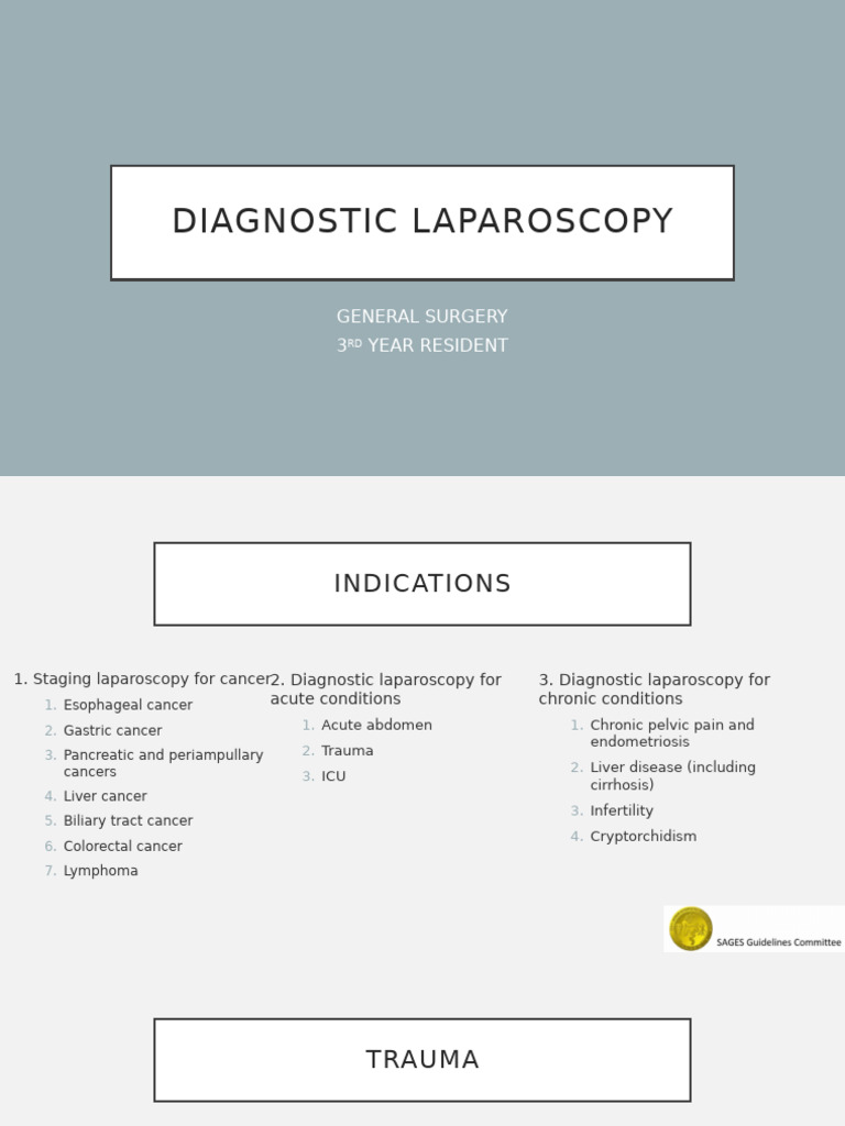 Diagnostic Laparoscopy in Surgery | PDF | Surgical Specialties ...