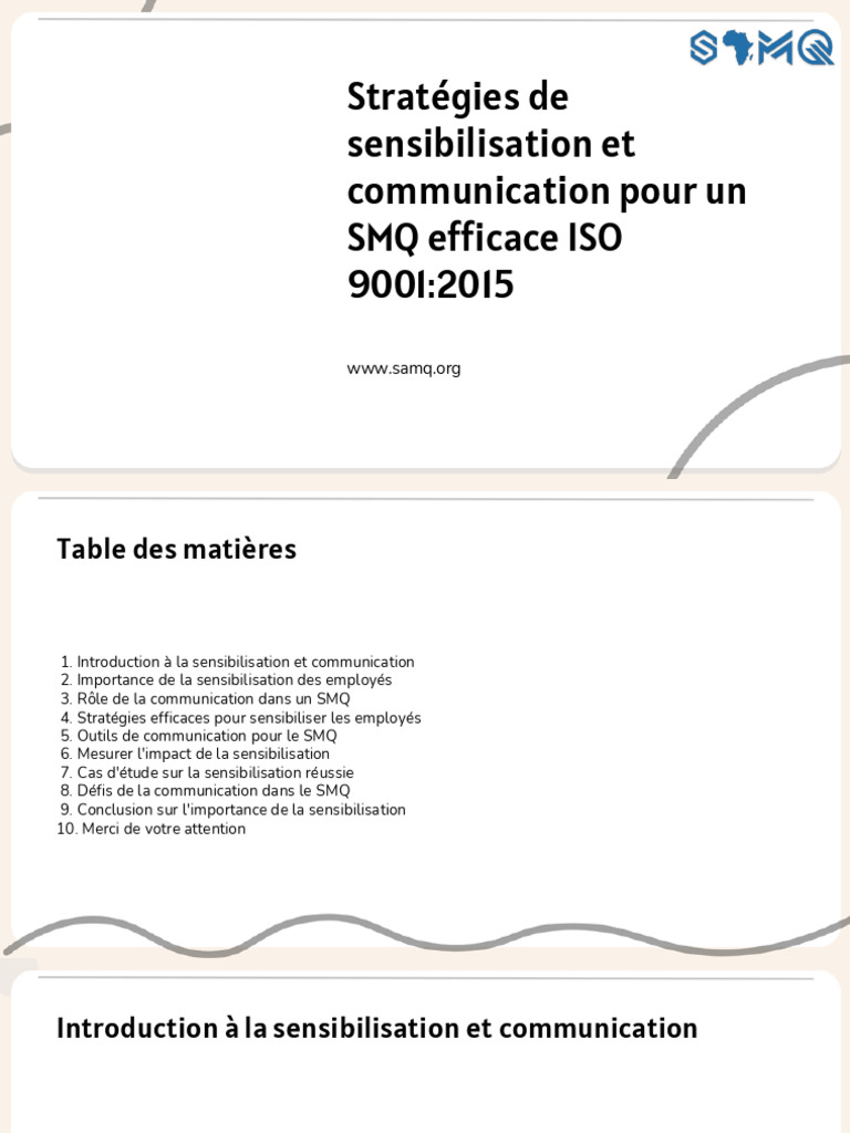 Sensibilisation au SMQ ISO 9001:2015 | PDF | Système de management de ...