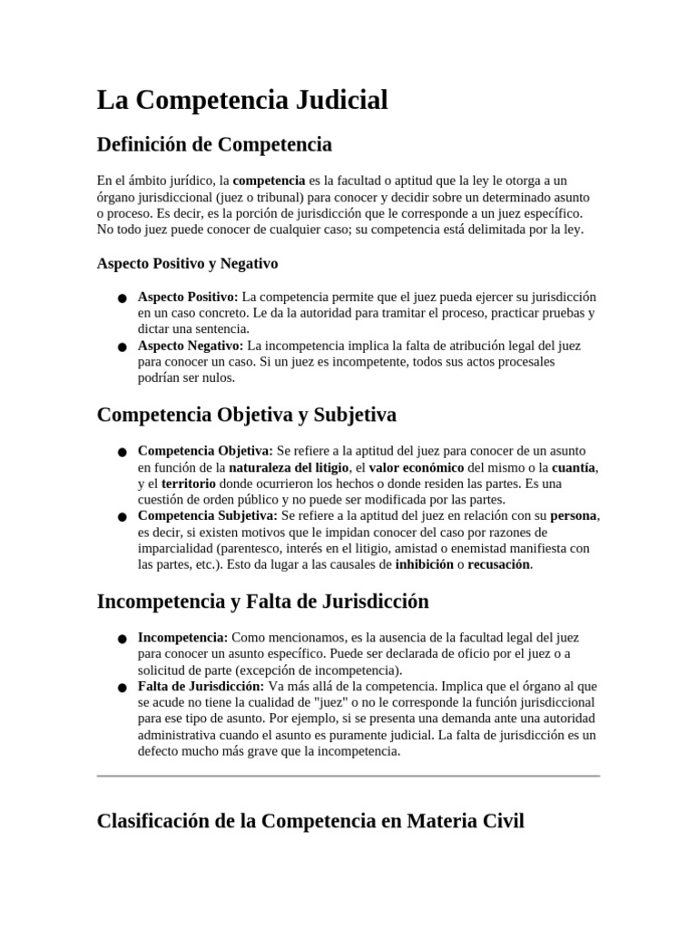La Competencia Judicial | PDF | Jurisdicción | Judicaturas