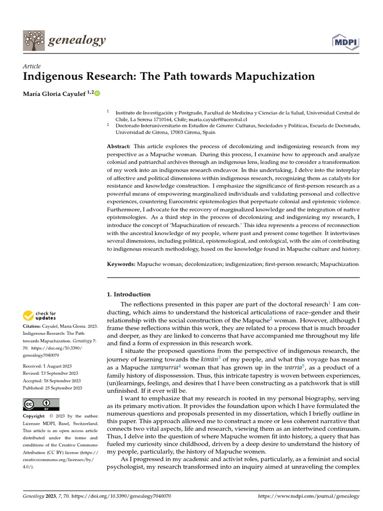 Indigenous Research and Mapuchization Process | PDF | Epistemology ...
