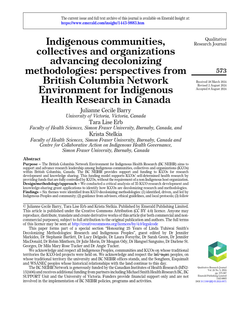 Decolonizing Indigenous Health Research in BC | PDF | Storytelling