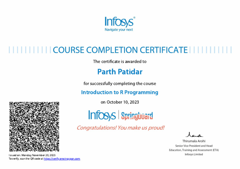 Certificate of Completion: R Programming | PDF