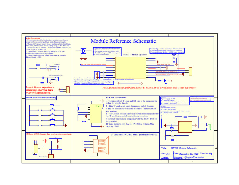 BT201 Bluetooth Module Schematic | PDF | Microphone | Electronic Circuits