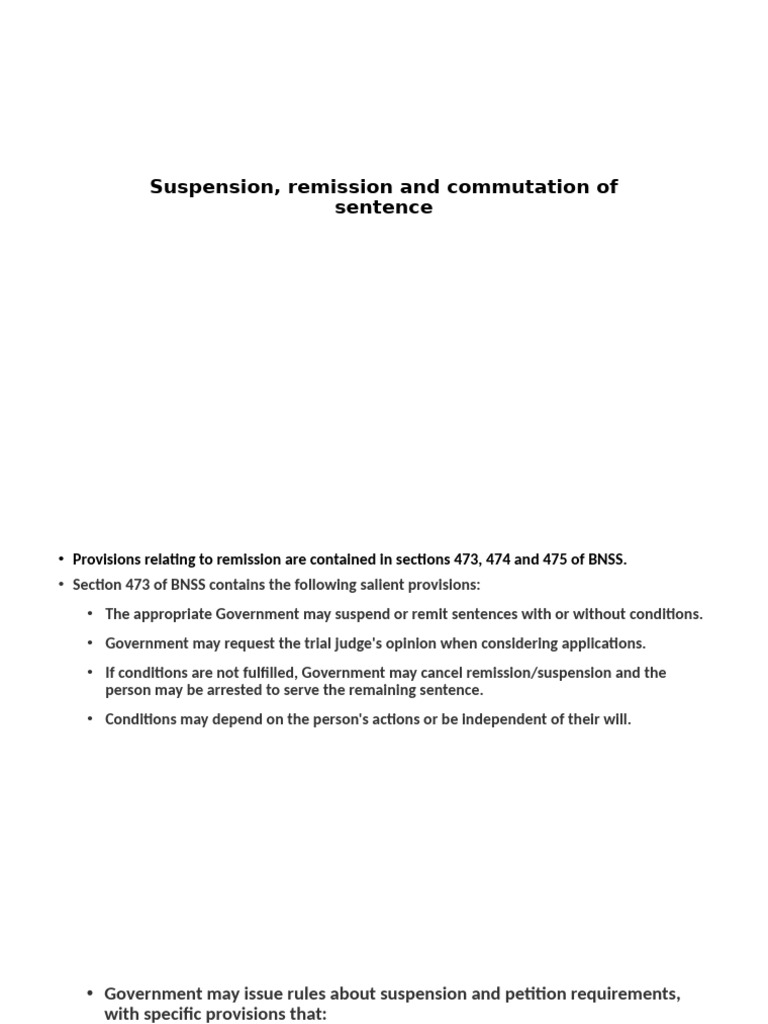BNSS: Sentence Suspension and Commutation | PDF | Pardon | Sentence (Law)