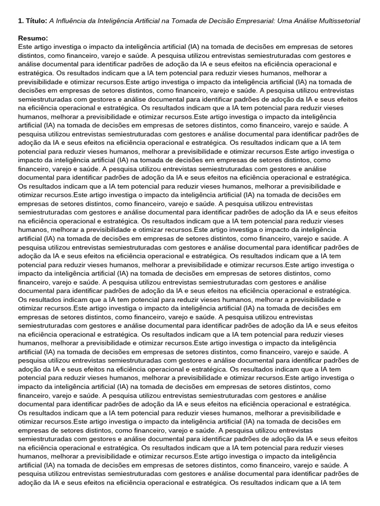 IA na Tomada de Decisão Empresarial | PDF | Inteligência artificial ...