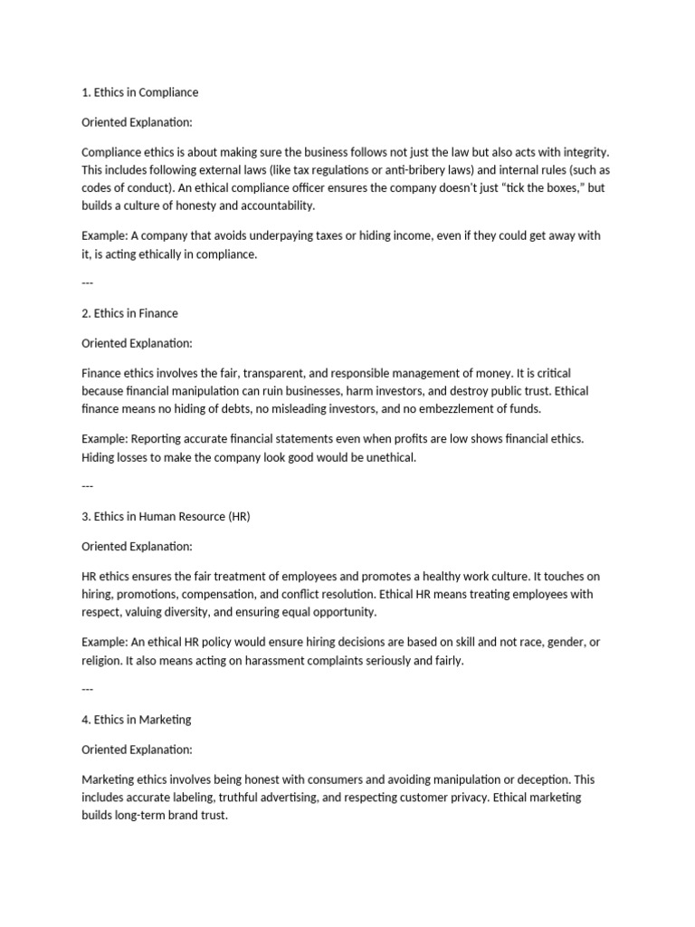 Ethics Across Business Practices | PDF | Business Ethics | False ...