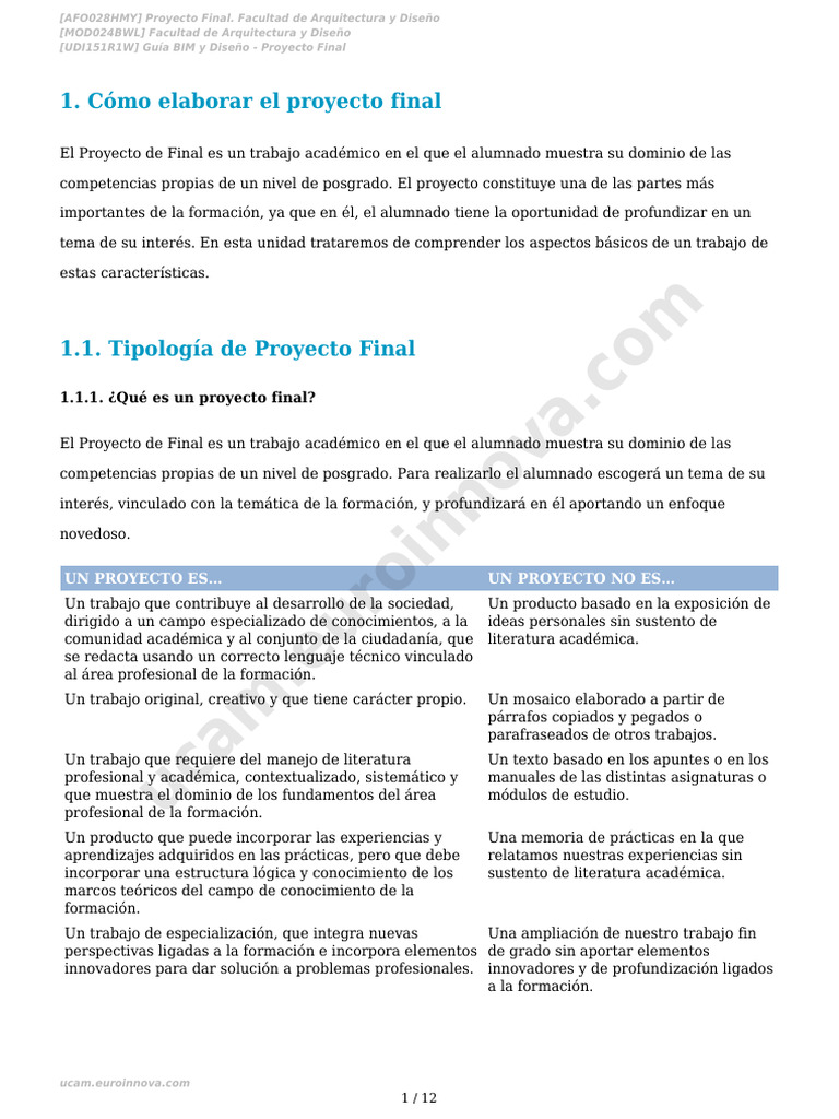 Guía BIM y Diseño - Proyecto Final | PDF | Diseño | Conocimiento