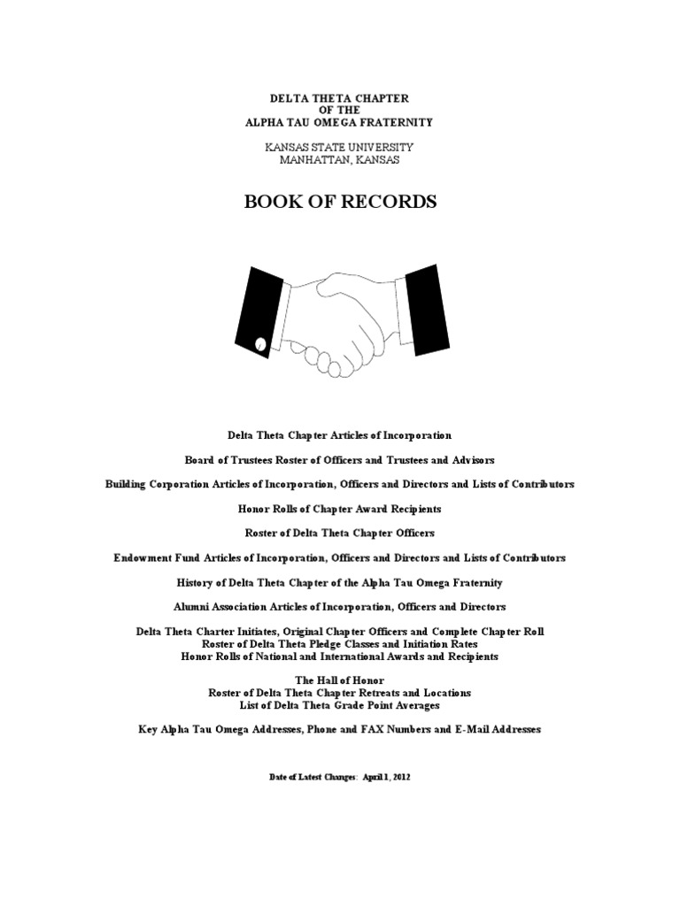 Delta Theta Chapter Records Overview | PDF | Fraternities And