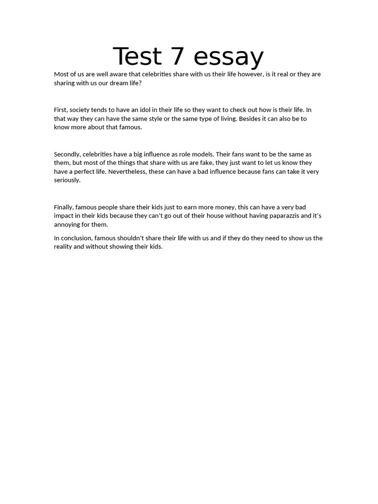 Essay Test 7 | PDF