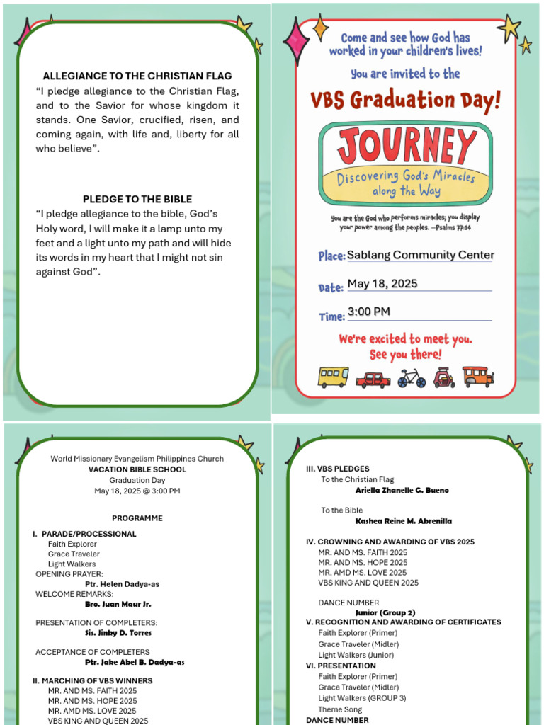 VBS Graduation Ceremony Program 2025 | PDF | Protestant Denominational ...