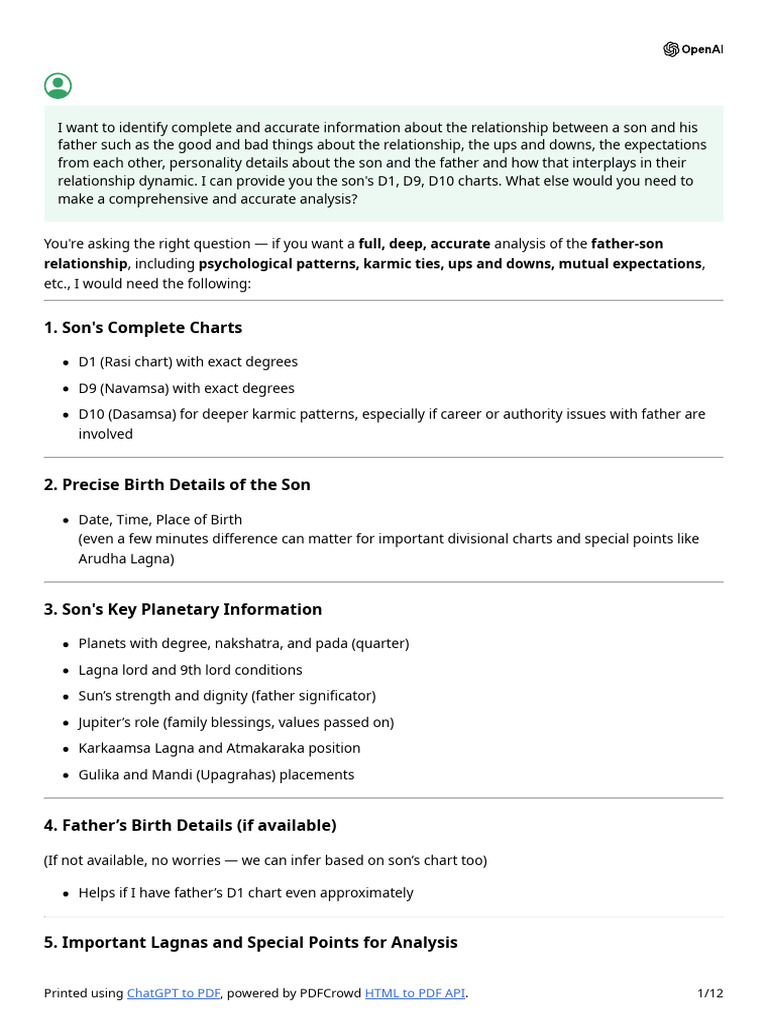 Analyzing Father-Son Dynamics in Astrology | PDF | Planets In Astrology ...