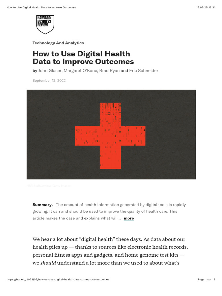 Improve Health Outcomes with Digital Data | PDF | Electronic Health ...