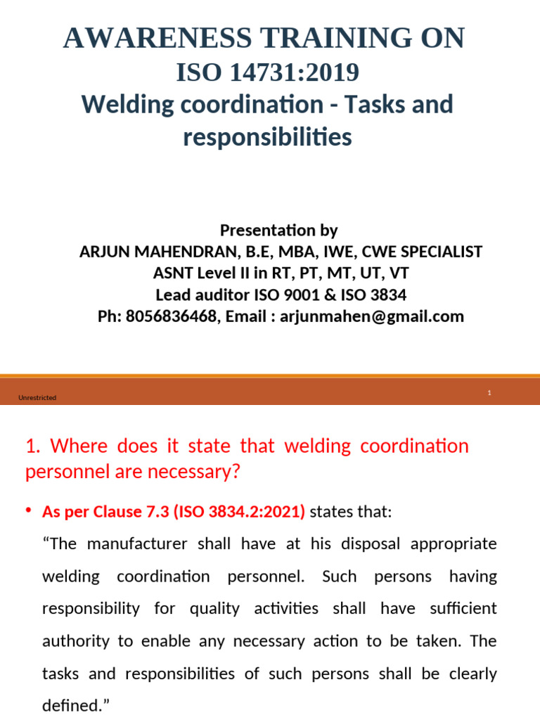 ISO 14731 Welding Coordination Overview | PDF | Welding | Construction