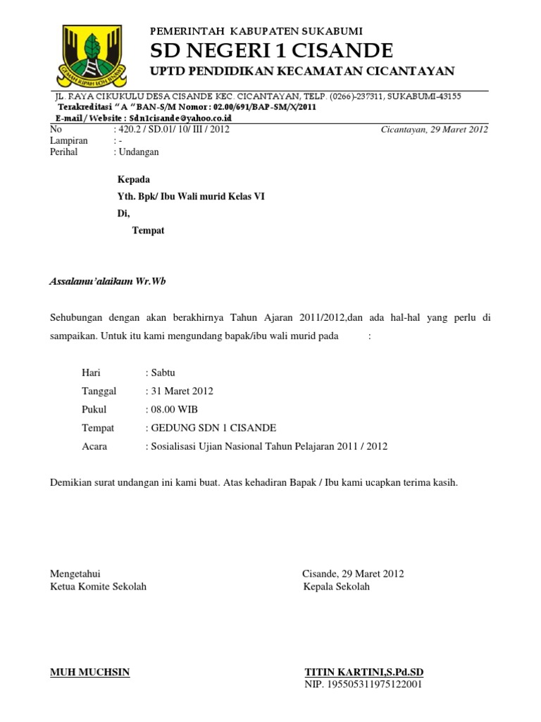 Undangan Walimurid Pdf