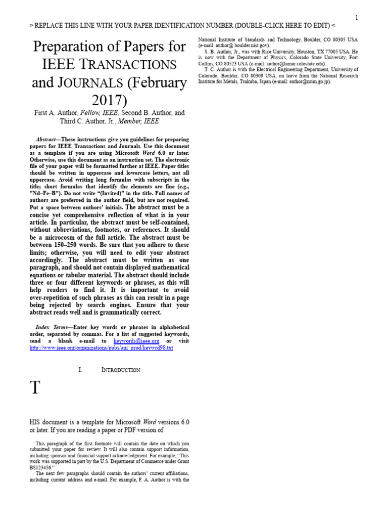 IEEE Paper Preparation Guidelines | PDF