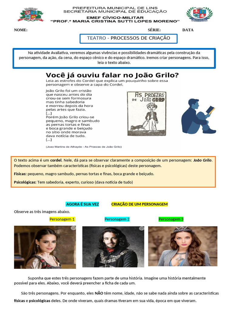 Criação de Personagens Teatrais | PDF | Comédia | Teatro