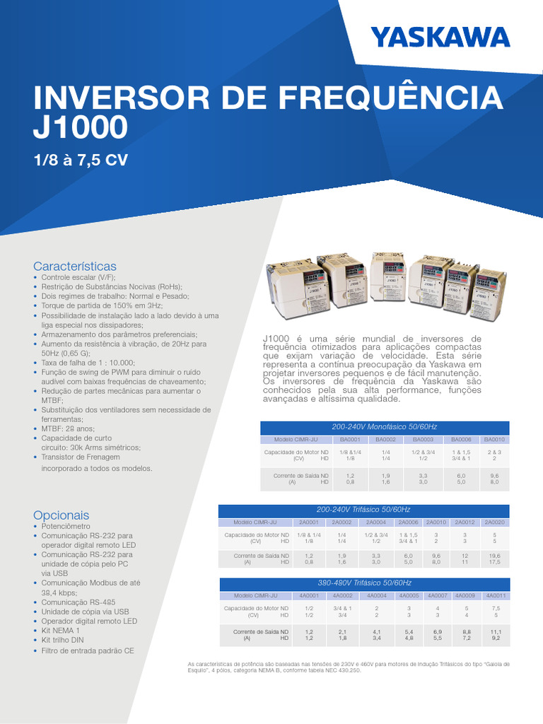 J1000 - Dados Tecnicos | PDF