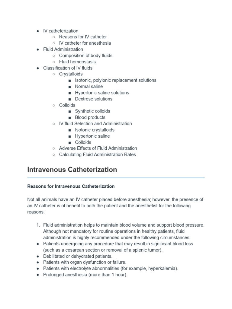 IV Catheterization and Fluid Administration | PDF | Intravenous Therapy ...