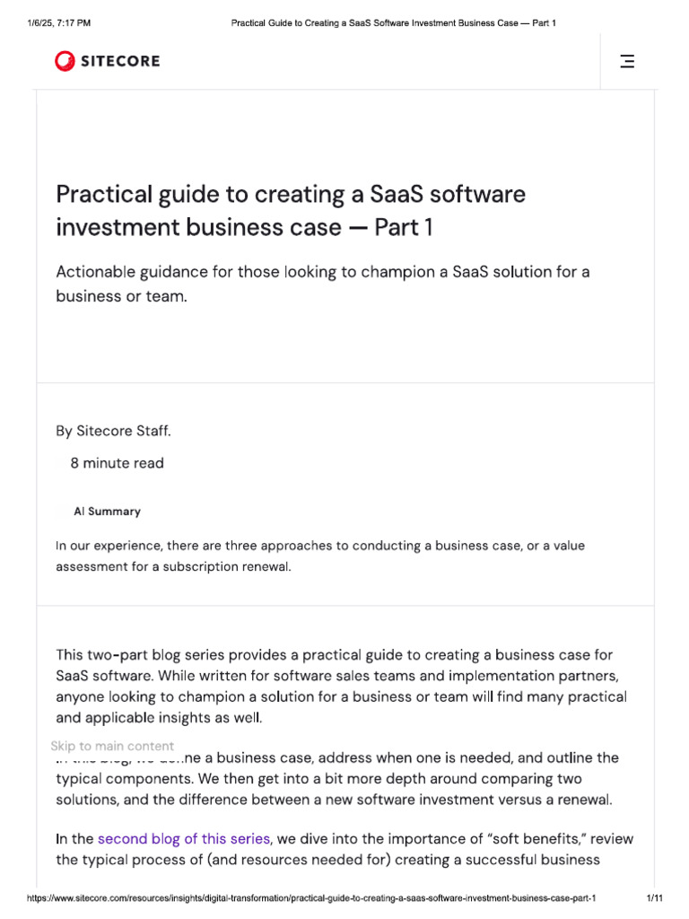Sitcore - Saas Investment Bus - Case | PDF