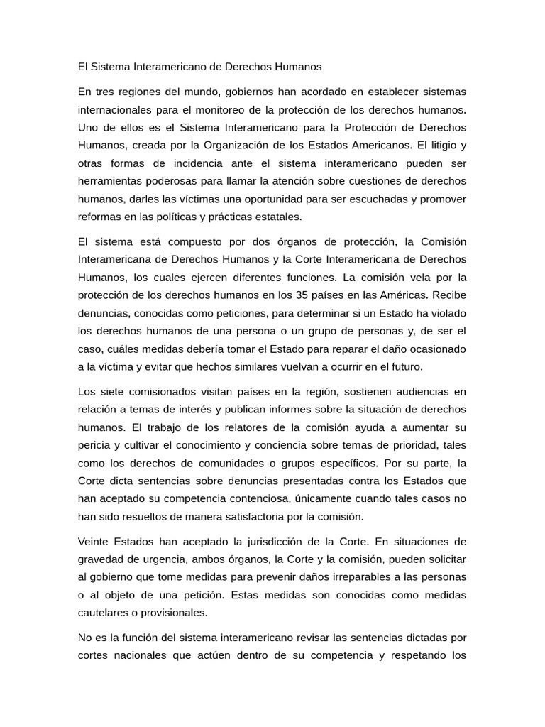 Sistema Interamericano de Derechos Humanos | PDF | Justicia | Crimen y ...