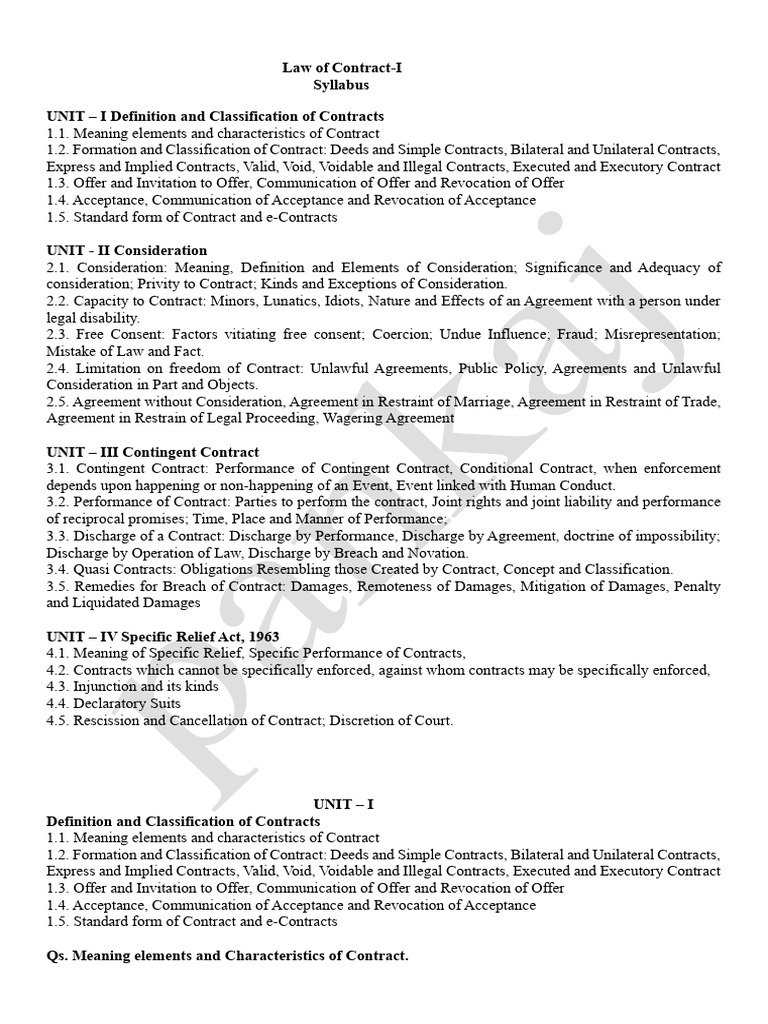 Overview of Indian Contract Law Concepts | PDF | Offer And Acceptance ...