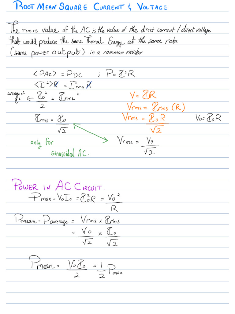 AC Circuit Analysis and Power Calculations | PDF | Rectifier | Root ...