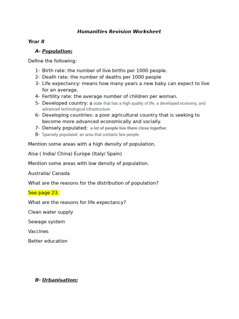 Humanities revision Y8 | PDF