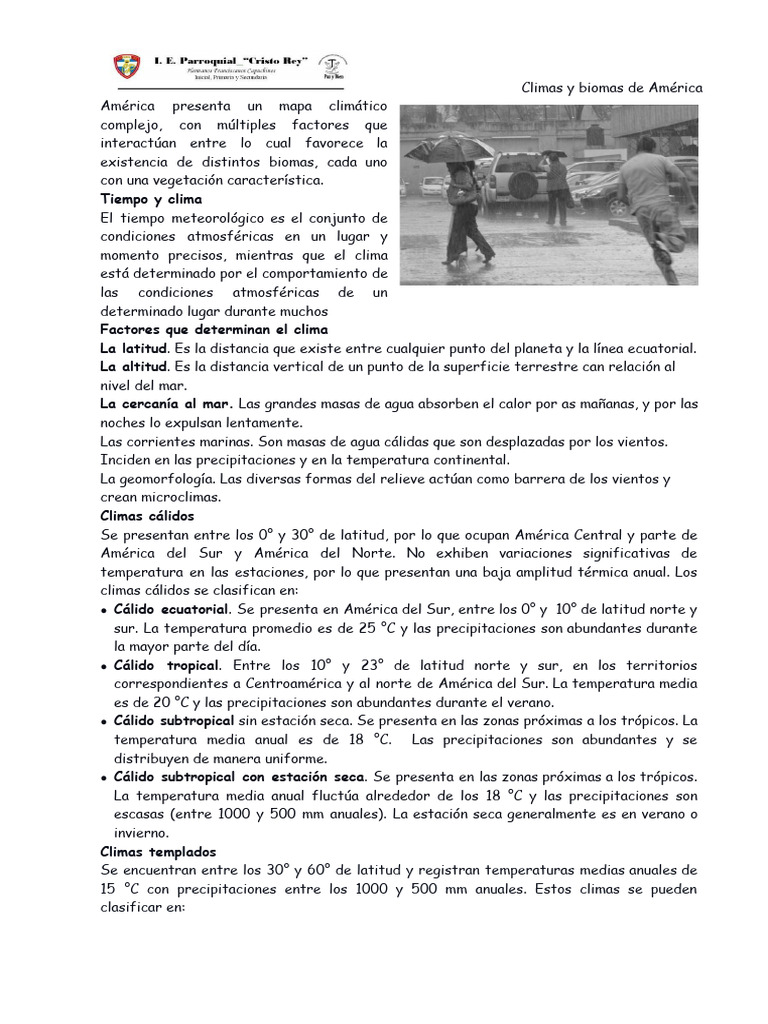 Climas y Biomas de América: Guía Completa | PDF | Clima | Clima templado