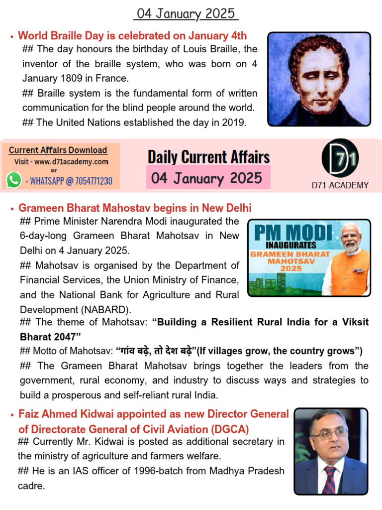 04 January 2025 CA PDF English - D71 Academy | PDF