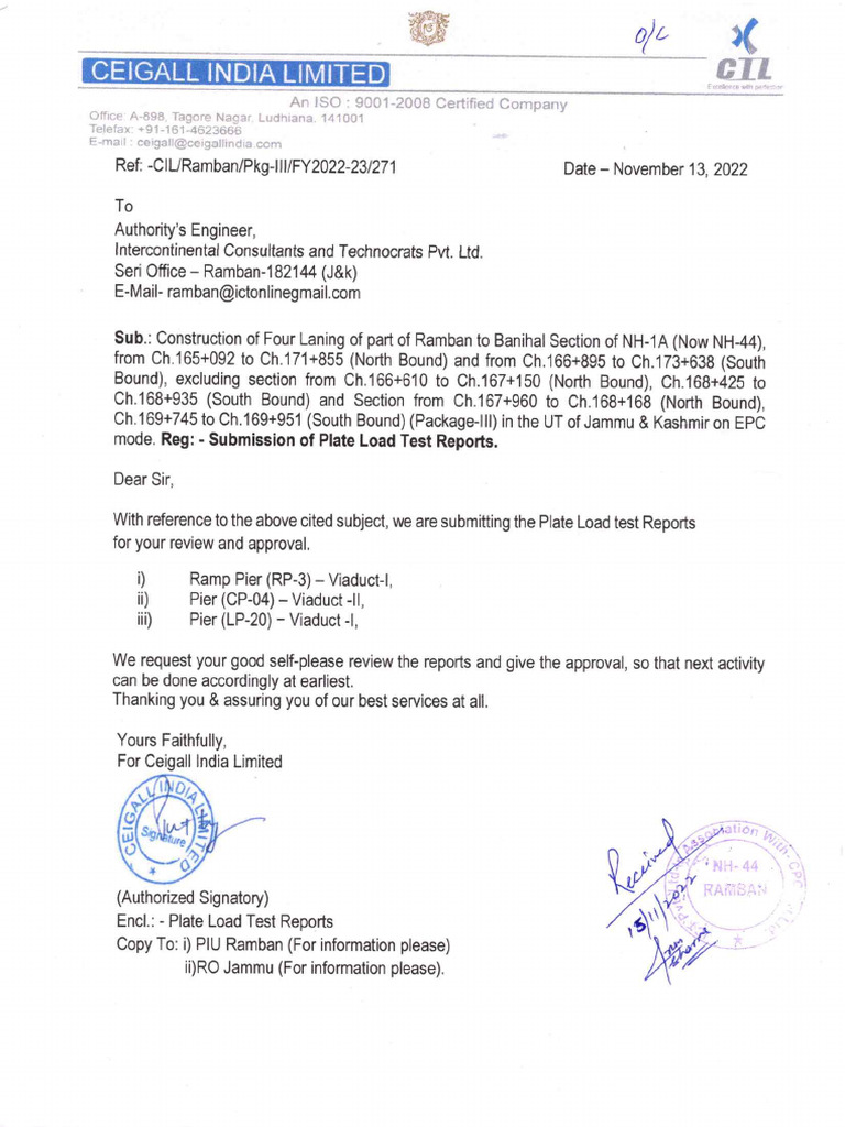 ICT-271 Submission of Plate Load Test Reports | PDF