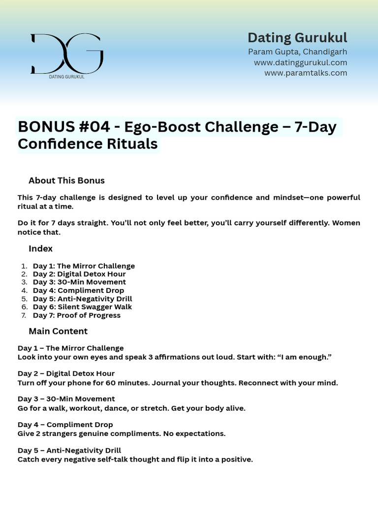BONUS 04 Ego Boost Challenge - 7 Day Confidence Rituals W350ze | PDF