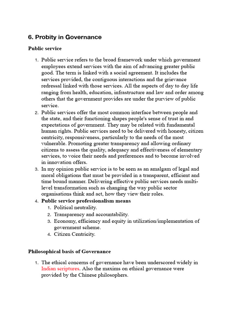 Probity in Governance | PDF | Corruption | Governance